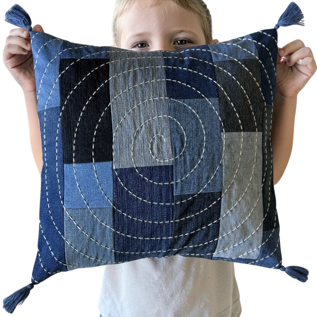 Upcycled Halo Denim Cushion Cover