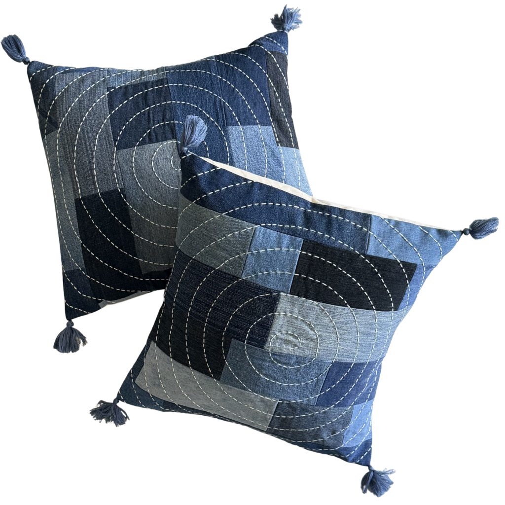 Upcycled Halo Denim Cushion Cover
