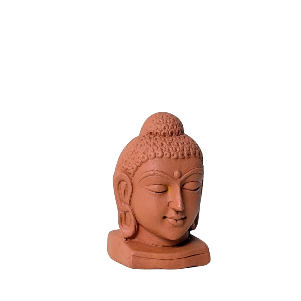 Terracotta Buddha head sculpture