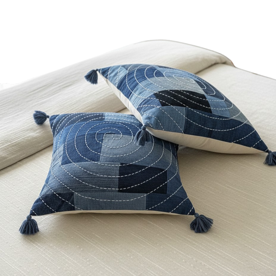 Upcycled Halo Denim Cushion Cover