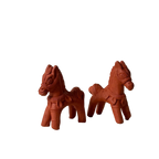 Two terracotta horse figurines 