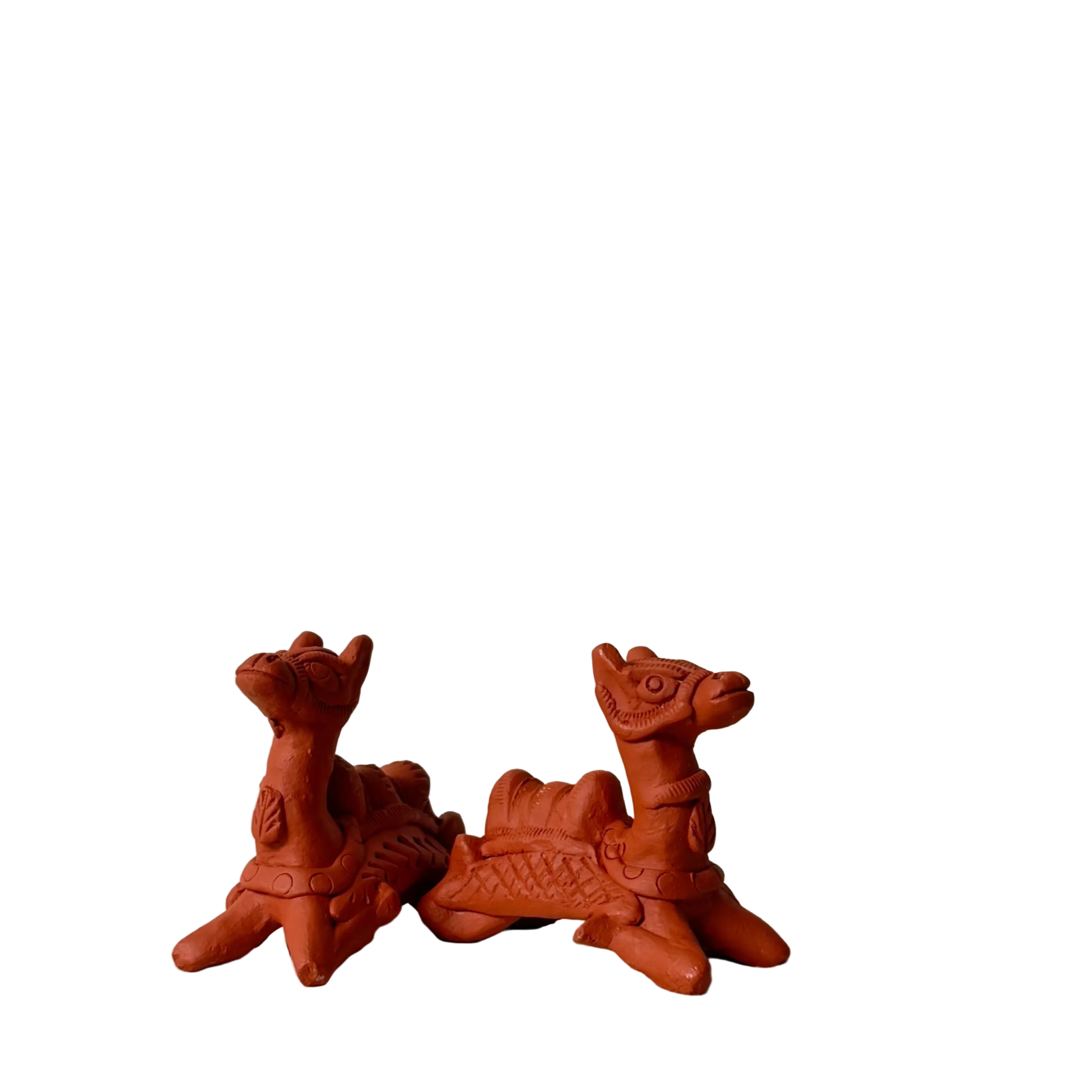 Two terracotta camel figurines 