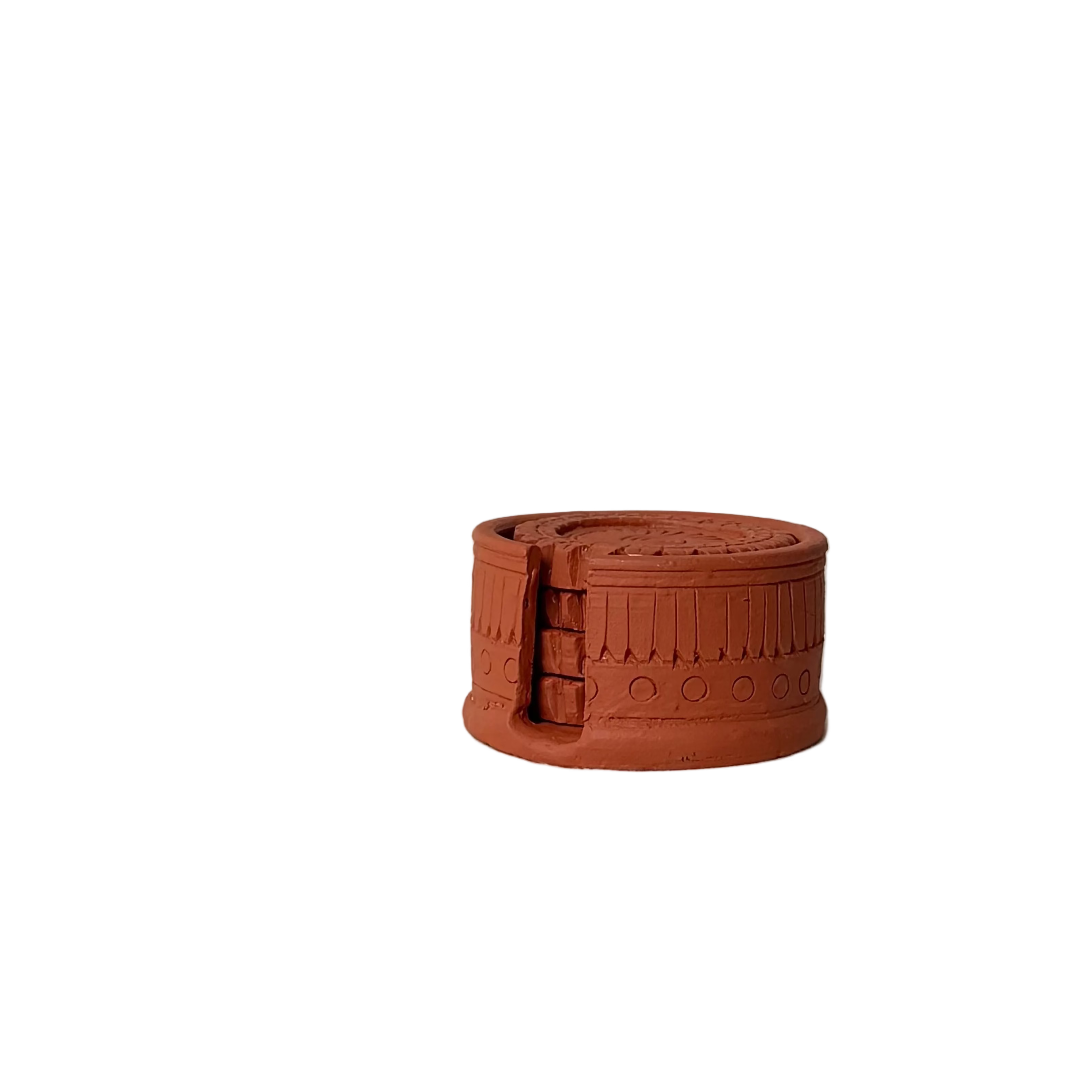 Terracotta Mandala Clay Coasters & Holder (Set of 4)