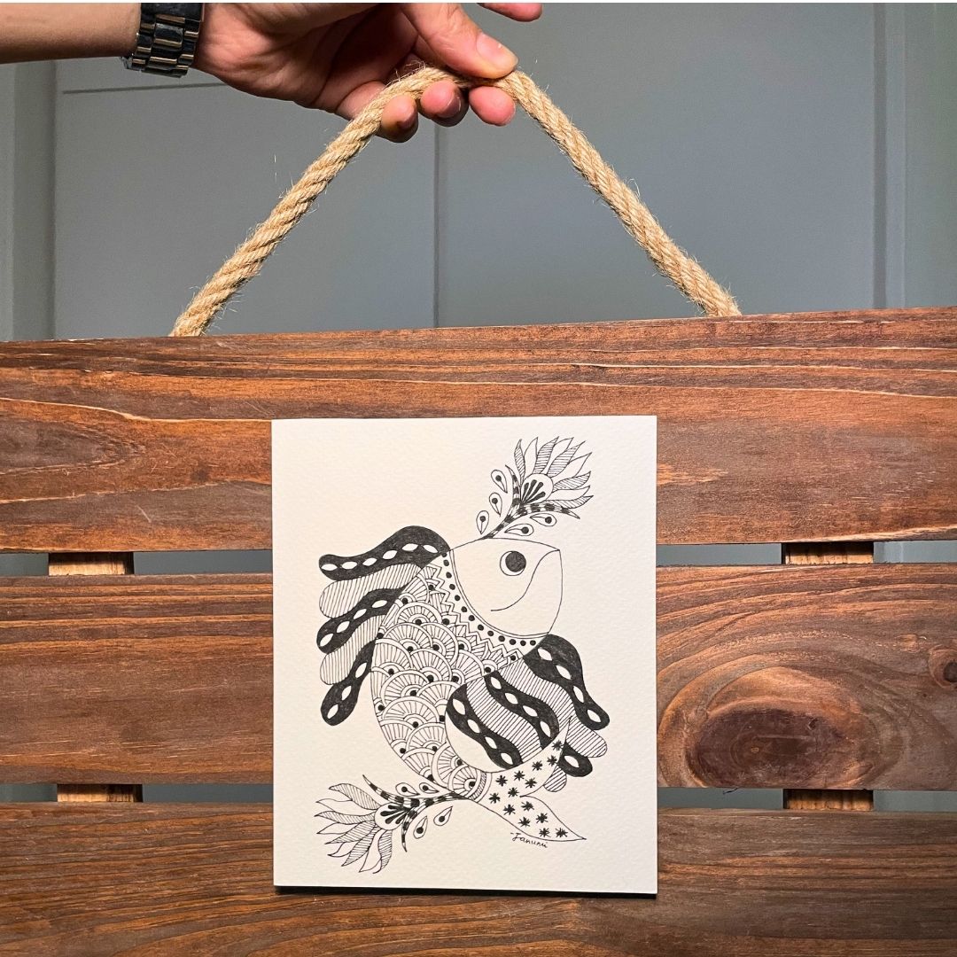 River Song — Gond Art Fish