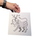 Forest Guardian — Gond Art Horned Lion