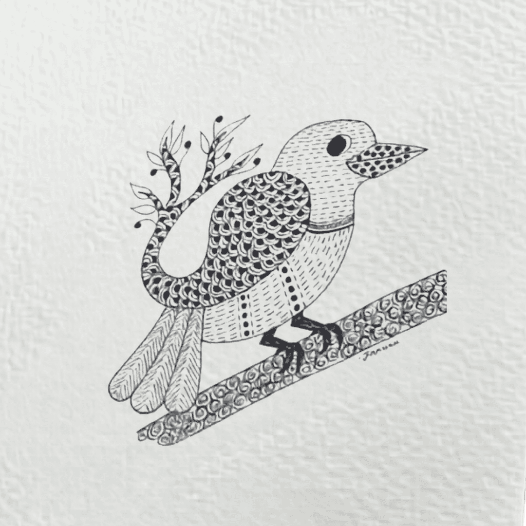 Forest Song — Gond Art Bird