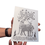 Forest Embrace - Gond Art Deer Pair