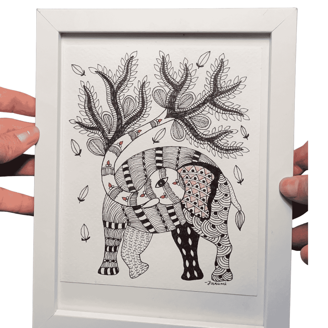 Sacred Steps - Gond Art Elephant